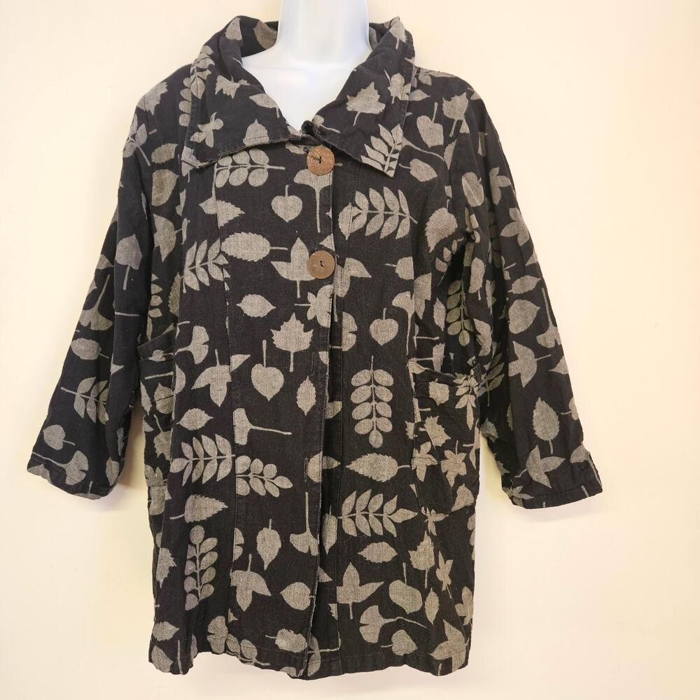Cupcake International Ginkgo‎ Leaf Jacket Size S Art To Wear Unique Casual